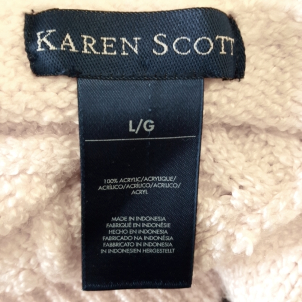 Karen Scott Pink Half Cable Knit Mock Neck Sweater (L) - Picture 8 of 11
